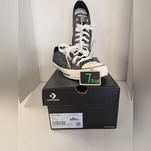 Converse Black Sparkle With White Low-Top Sneakers With Box Size 7